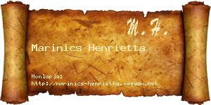 Marinics Henrietta névjegykártya